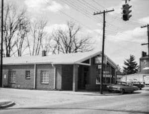 Vintage black and white photo of YEC's first office.