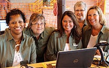 YEC employees Anna Young, Cathy Heffner, Bonnie Whetstine, Paulette Warmoth and Ann Faulk.