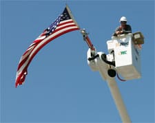 American flag and YEC lineman.