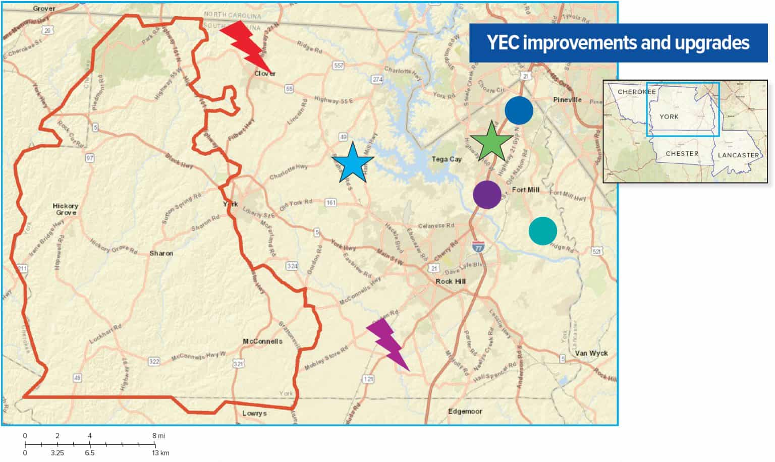Showing map of YEC improvement areas